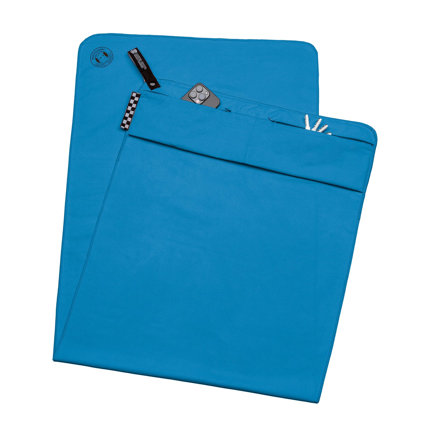 Mister Nick's Fitness Handtuch, mit Magnetclip & 2 Reißverschluss Taschen, 145 x 55cm